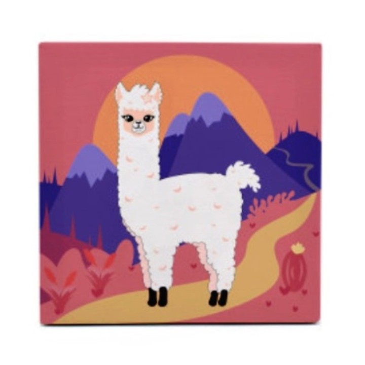 Развивашки.Р3051 Раскраска на холсте "Лама в горах" 20х20 /20