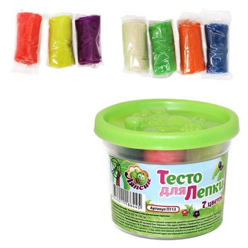 Развивашки.П112 Тесто для лепки в банке 7 цв, 105 гр /60