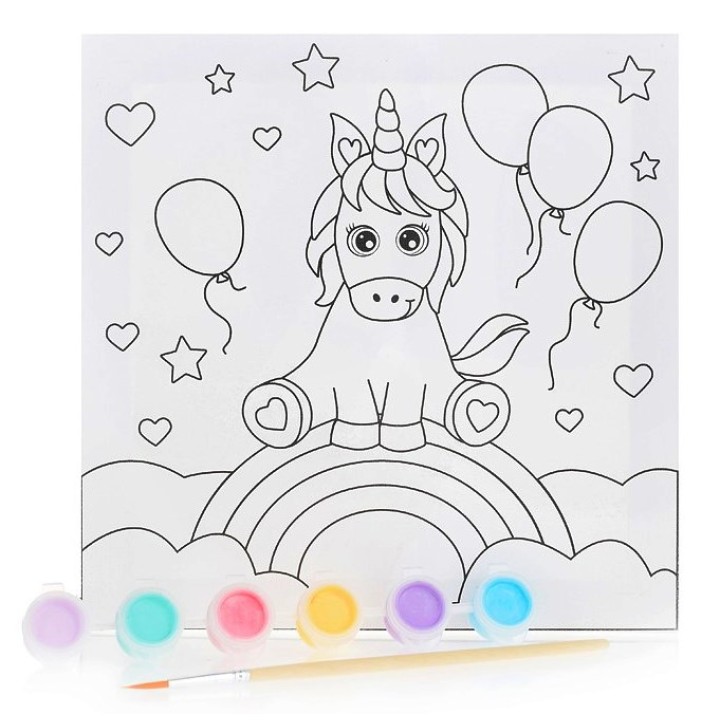 Развивашки.Р3065 Раскраска на холсте "Единорог с шариками" 20х20