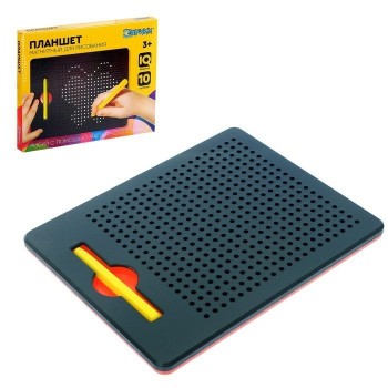 Эврики. Планшет обучающий "Магнитное рисование" 380 отверстий чёрный арт.3327799
