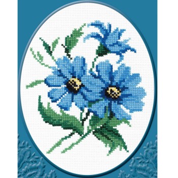 Ракета. Набор для вышивания "Синие цветочки" 20х18 см, 10 цветов арт.С-174Н