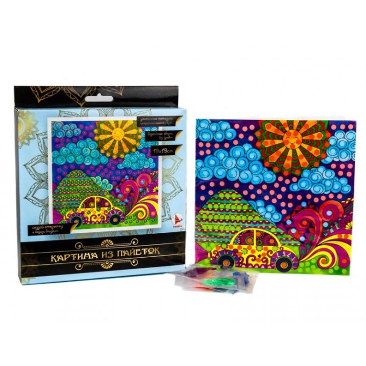 Ракета. Картина из пайеток набор14 "Машина" (индийский стиль) арт.Р2824