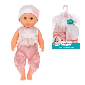 Mary Poppins. Одежда для куклы арт.452165 "Комбинезон с шапочкой. Кружева" 38-43см,