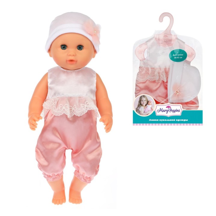 Mary Poppins. Одежда для куклы арт.452165 "Комбинезон с шапочкой. Кружева" 38-43см,