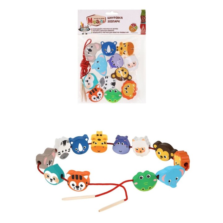 MAPACHA. 76856 Шнуровка "Зоопарк" 12 дет.