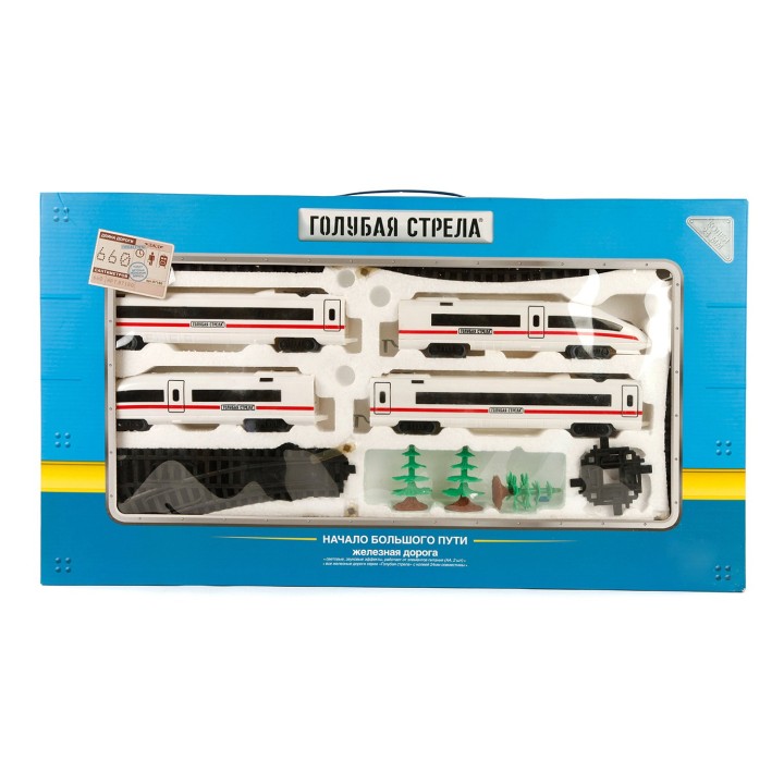 Голубая стрела. Железная дорога арт.87180 "Скоростной поезд" 39 дет. свет, звук