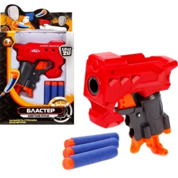 Бластер, 3 м/пули. Мягкие пули. Дальность стрельбы 10м. арт.90068