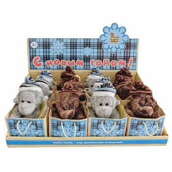 Мягкая игрушка "Обезьянка в шапке", 12см.