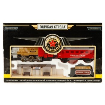 Голубая стрела. Железная дорога арт.2091/94379 282см,локомотив,тендер,вагон. Эл.питания в комп.не вх