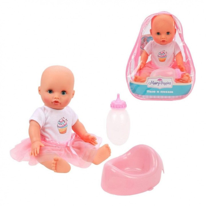 Mary Poppins. Пупс девочка "Пью и писаю" 30 см, рюкзак. с аксесс. арт.451286
