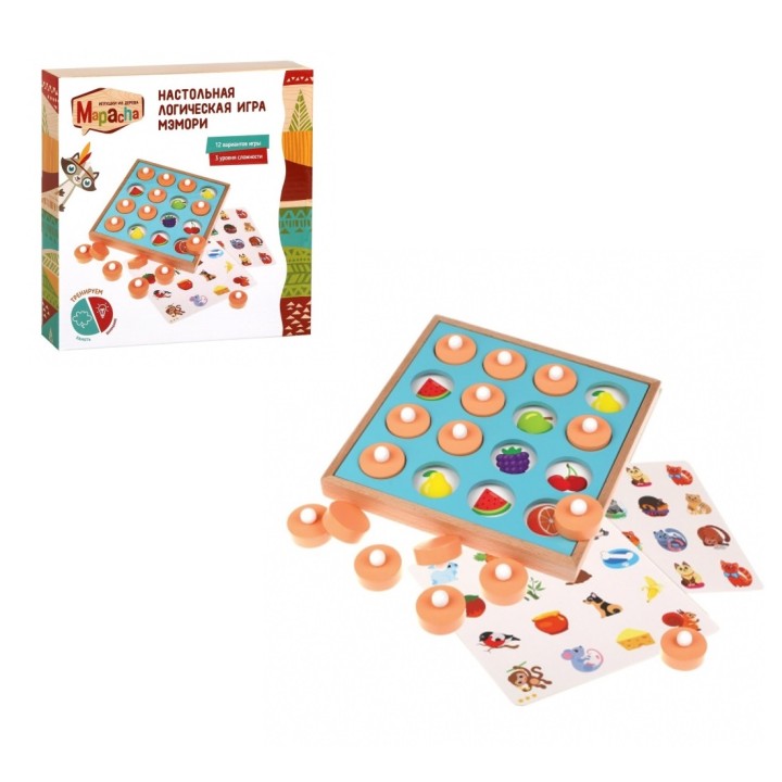 MAPACHA. 76844 Логическая игра на тренировку памяти "Мэмори" 3 уровня сложности, 12 игр 6 карт