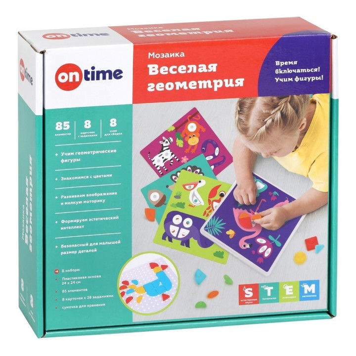 OnTime. Мозаика "Веселая геометрия" 85 элементов арт.45057