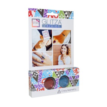 Lukky арт.Т18792 Glitza Fashion Набор "Безумная геометрия" 2 клейк.листа с дизан. 2 баночки с блёст.