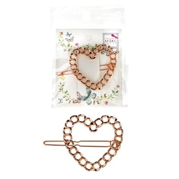 Lukky. арт.Т21496 Fashion Заколка-автомат "Сердце" бронза цепочка 1 шт