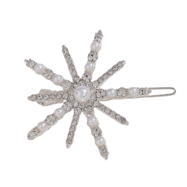 Lukky. арт.Т21499 Fashion Заколка-автомат "Снежинка" 1 шт стразы, жемчужины