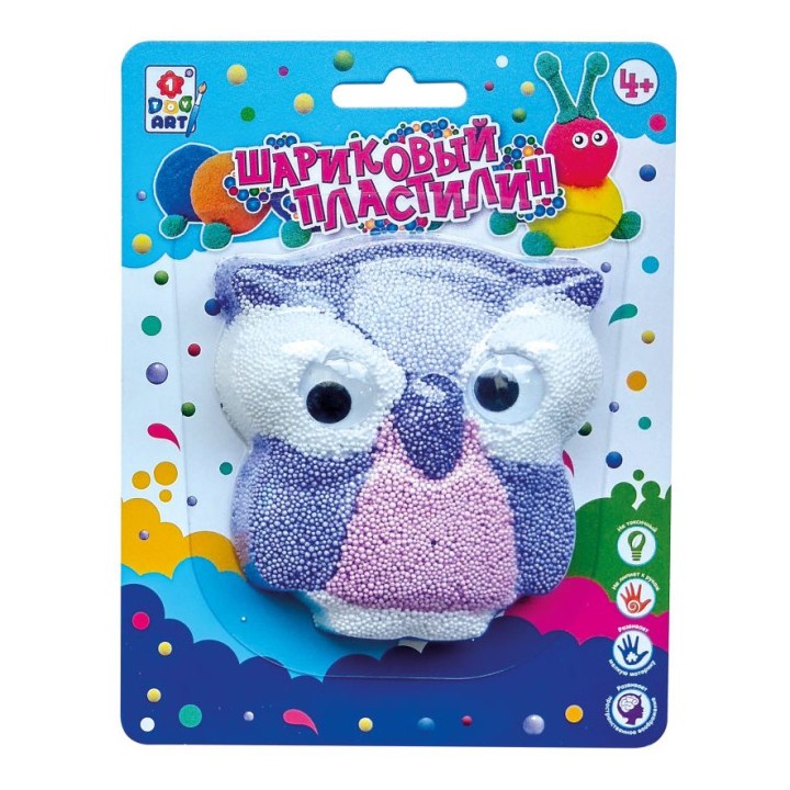 Шариковый пластилин "Совёнок", в блистере 16х12,5х2,5 см арт.Т18982
