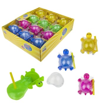 Слайм тайм. Надувная мяшка "Bubble Gum Черепашка" 4 цв. 25 гр, с трубочкой, 5,5х7х3,5см, арт.Т17801