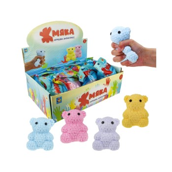 Жмяка "Мишка в розах" со светом, 8*6 см, 4 цвета, в пакете арт.Т19349