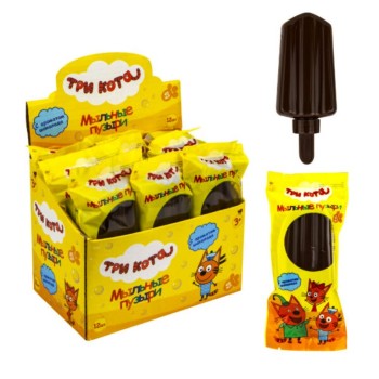 Мыльные пузыри арт.Т17772 "Три кота" эскимо с шоколад.ароматом на палочке, 45мл., в д/б