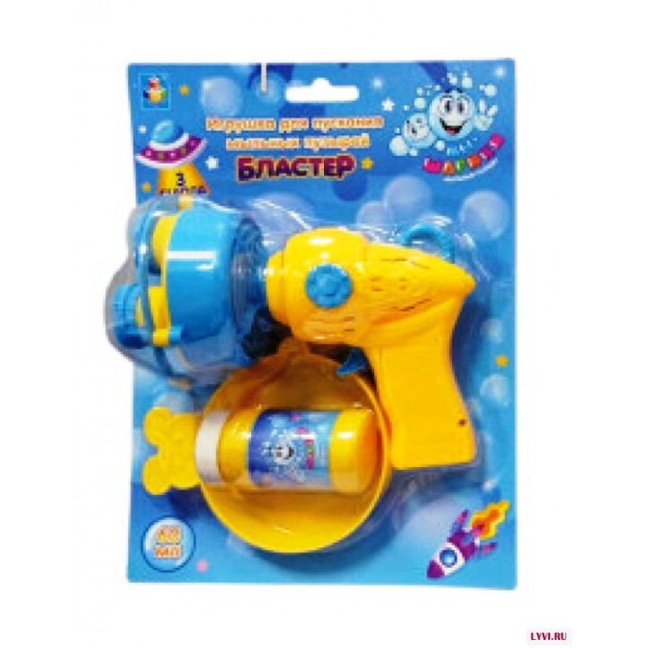 Мы-шарики.Т17258 Мыльные пузыри Бластер 3 дула на бат., 60 мл, лоток