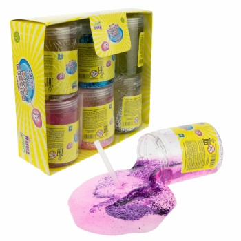 Слайм тайм. Надувная мяшка "Bubble Gum" с круглыми блестками, 8.3х6.5cm, 6 цветов микс, арт.Т15431