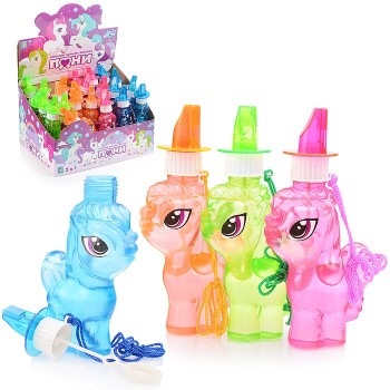 Мы-шарики.Т11540 Мыльные пузыри в виде "Пони" со свистком, 100мл, д/б