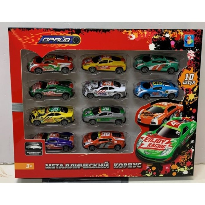 Драйв.Т21563 Набор металлических машинок инерц, 10 шт. в кор.