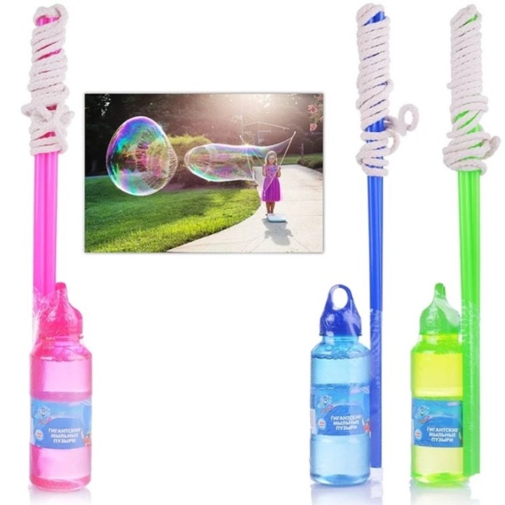 Мы-шарики.Т17267 Гигантские мыльные пузыри (набор: палки, верёвка, бут. 250 мл крышка с подвесом)/12
