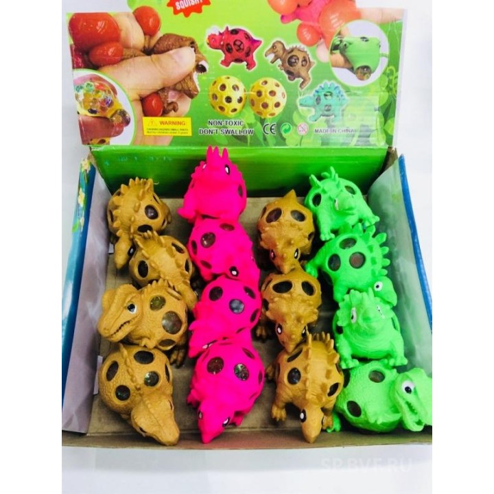 Лизуны.Т14718 Игрушка жмяка-динозавр (разноцв шарики)