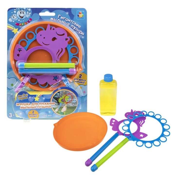 Мы-шарики.Т17275 Гигантские мыльные пузыри "Единорог" набор , лоток д=175 мм /24