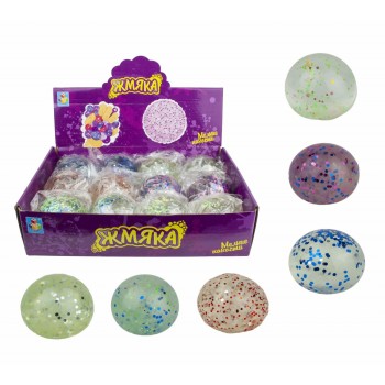 Мелкие пакости. Жмяка с разноцветными блестками 7см, (боксе 12 шт )арт.Т15902 в