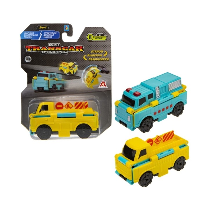 Transcar Double. Машина автовывернушка "Аварийно-спасат./Строит. дорожная" 8 см, блистер арт.Т21867