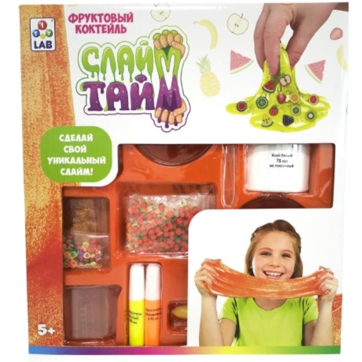 Слайм тайм. Набор "Фруктовый коктейль" в больш. кор. с окном 30,5х26,5х4,5 см арт.Т16625