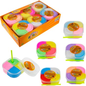 Слайм тайм. Набор "Баттер слайм" 4 цвета в 1, с трубочкой, 8,5см, 12 шт в д/б арт.Т17822