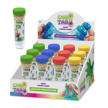 Слайм тайм. Набор "Сделай слайм" арт.Т12024 -Т12024С6 в колбе, микс 4 цвета в асс.