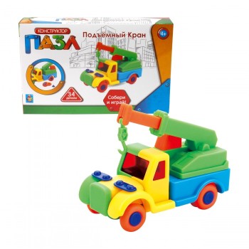 Конструктор-пазл "Подъемный кран" 34 дет.,кор.16х11х4см арт.Т59945