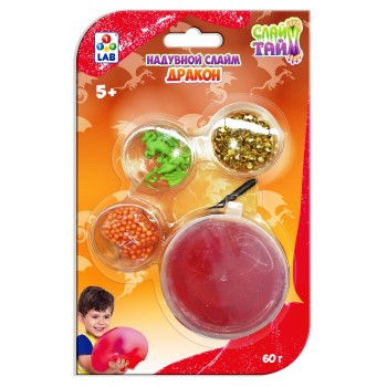 Слайм тайм. Набор "Дракон", надувной слайм с акс. в блистере 21х13,5х3 см арт.Т17641