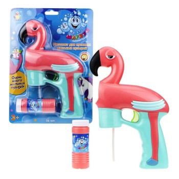 Мы-шарики.Т17281 Мыльные пузыри с пистолетом "Фламинго" свет 56 мл., на батар. блистер