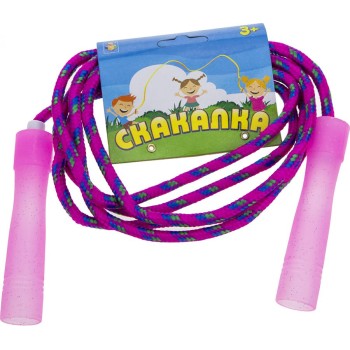 Скакалка 2,2 м. тканевый шнур, пластиковые ручки, 3 цвета микс арт.Т17514