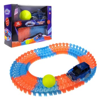 Гибкий трек Т13188 "Мини-набор" 70 дет. дорога светится в темноте + гоночная машинка