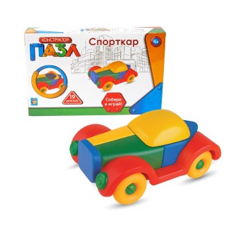 Конструктор-пазл "Спорткар" 19 дет.,кор.16х11х4см арт.Т59994