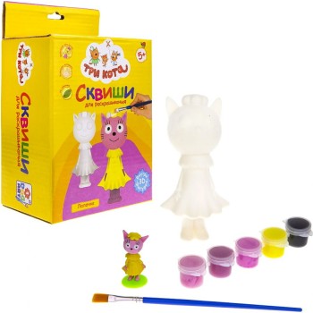 Сквиши. Набор для раскрашивания "Три кота. Лапочка" в коробке с европодвесом арт.Т21085