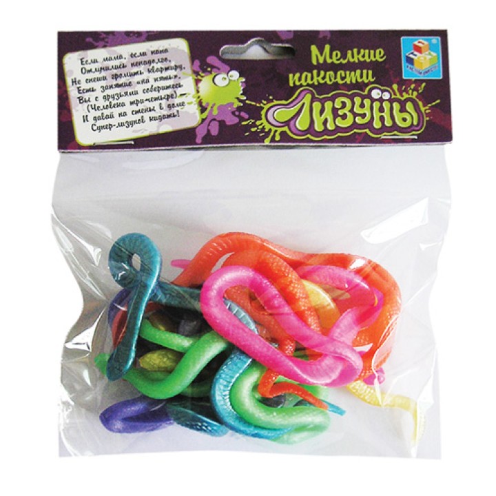 Лизуны.52284 "Змейка" 20 см. 12 шт. в пакете