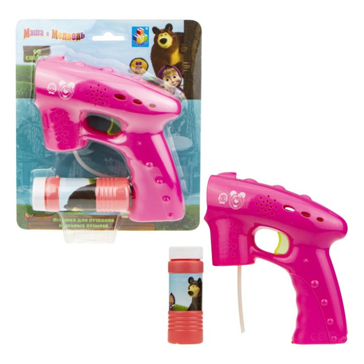 Мыльные пузыри арт.Т17304 "Маша и Медведь" с пистолетом. световые эффекты 60 мл, блистер