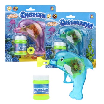 Мыльные пузыри арт.Т11555 "Океанариум" с пистолетом в виде дельфина, свет, бут.50 мл, блистер