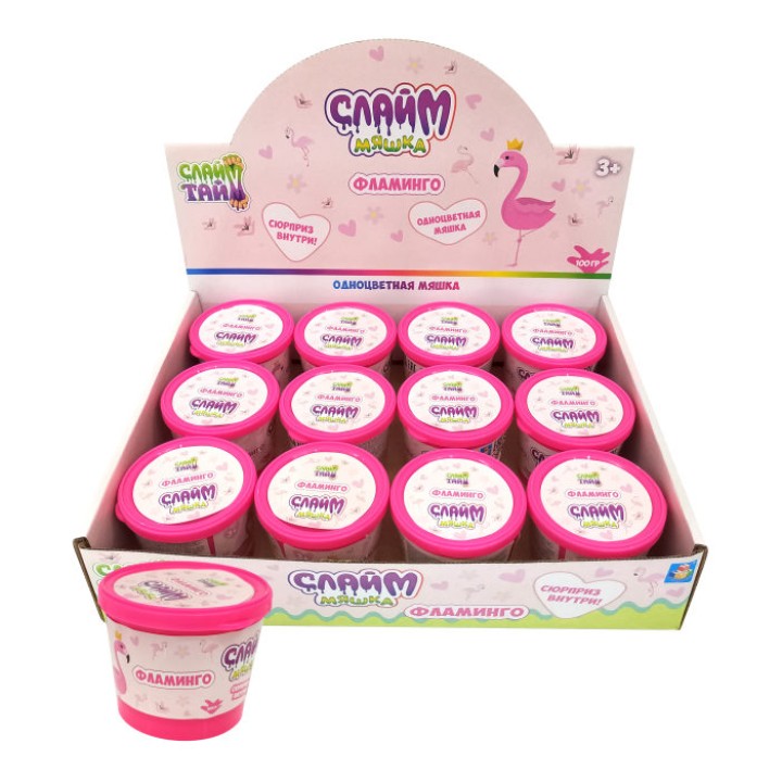 Слайм-мяшка "Фламинго" с сюрпризом, 100 гр, д/б арт.Т16589 /12