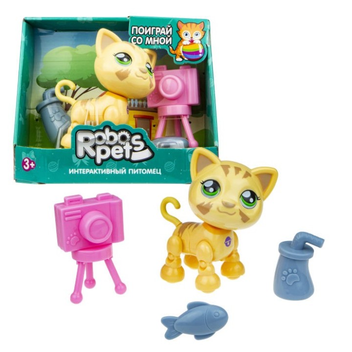 RoboPets. Котёнок "Милашка" со звук.эффектами песочный, 3 бат LR44 в комп. арт.Т16980.