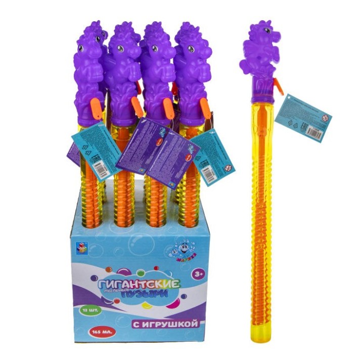 Мы-шарики.Т19958 Гигантские мыльные пузыри "Единорог" с раск-м элем. колба 49 см (в боксе 12шт)