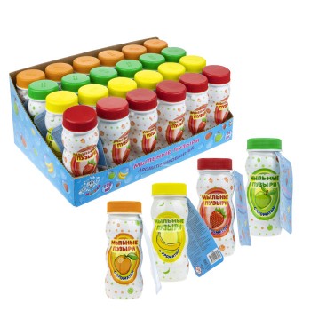 Мы-шарики.Т17230 Мыльные пузыри с ароматом. в термопленке 120мл (Клубника , банан, апельсин, яблоко)