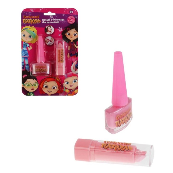 Милая леди. Косметика для девочек "Сказочный патруль" лак, розов.помада, блист. арт.NPP-210+LSG-P-SP